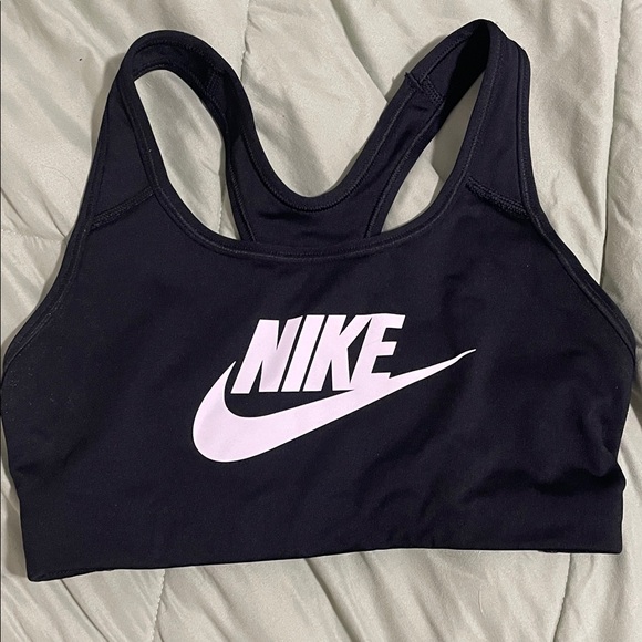 Nike Women's Black Sports Bra with White Logo - Picture 1 of 1